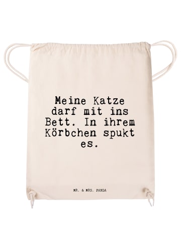 Mr. & Mrs. Panda Turnbeutel Meine Katze darf mit... mit Spruch in Creme