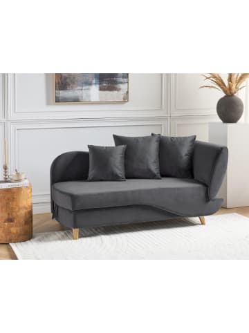 Beliani Chaiselongue MERI in Grau/Heller Holzfarbton - (W) 155 x (H) 76 x (L) 69 cm