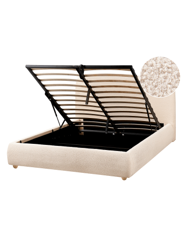 Beliani Doppelbett BLAGNAC in Beige/Braun - (W) 156 x (H) 98 x (L) 228 cm