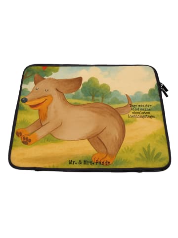 Mr. & Mrs. Panda Laptop Tasche Hund Dackel Design mit Spruch in Weiß