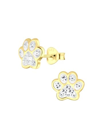 Alexander York Ohrstecker PFOTE weiß 925 Sterling Silber in Gold, 2-tlg. in white