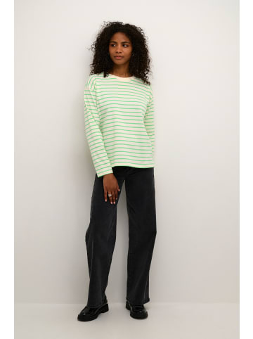 Kaffe Langarm-Shirt KAwinny Loose fit in Antiquie White/Green Stripe