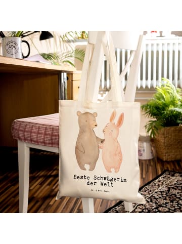 Mr. & Mrs. Panda Tote Bag Hase Beste Schwägerin der Welt mit Spruch in Creme