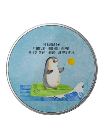 Mr. & Mrs. Panda Metalldose Pinguin Surfer mit Spruch in Eisblau