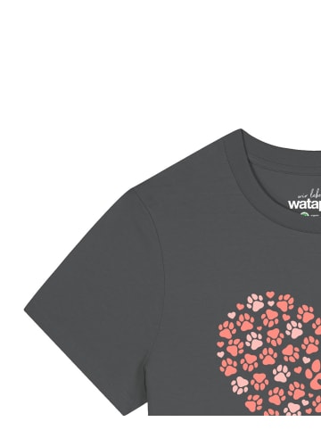 wat? Apparel T-Shirt Pfotenliebe 02 in Grau