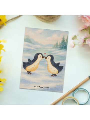 Mr. & Mrs. Panda Postkarte Pinguin Liebe Design ohne Spruch in Weiß