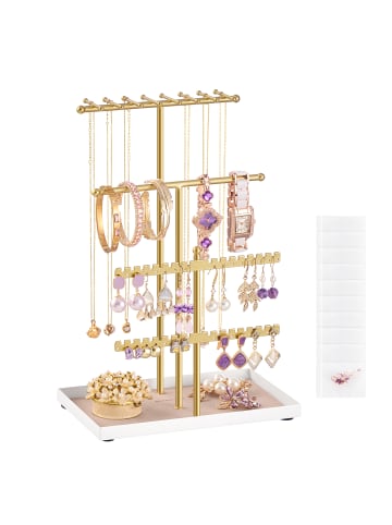 SONGMICS Schmuckständer Caeley in Blassgold - (B)12 x (H)30 x (T)21 cm