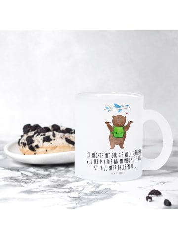 Mr. & Mrs. Panda Glas Bär Flugzeug mit Spruch in Transparent