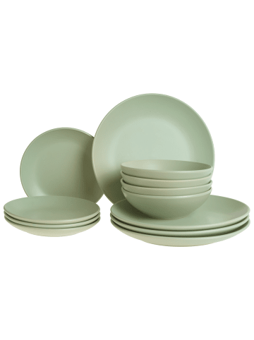 Beliani 18-tlg Tafelservice VIVANI in Grün
