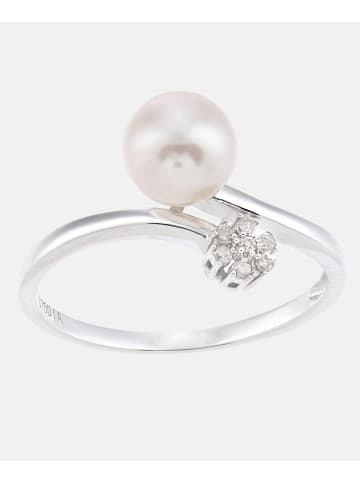 Diamant L'éternel Ring aus 375 Weißgold mit 0.05 Karat Diamant mit Perle