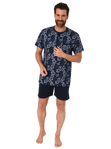 NORMANN Shorty Pyjama Schlafanzug kurzarm Short karomuster in marine