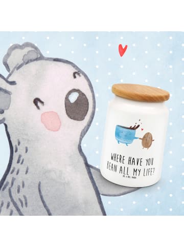 Mr. & Mrs. Panda Keksdose Kaffee Bohne mit Spruch in Weiß
