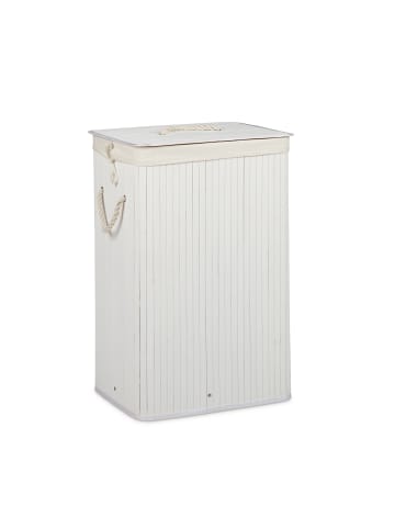 relaxdays Wäschekorb in Weiß - (B)43,5 x (H)65,5 x (T)33,5 cm