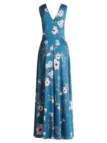 Vera Mont Abendkleid mit Blumenprint in Petrol/Pink