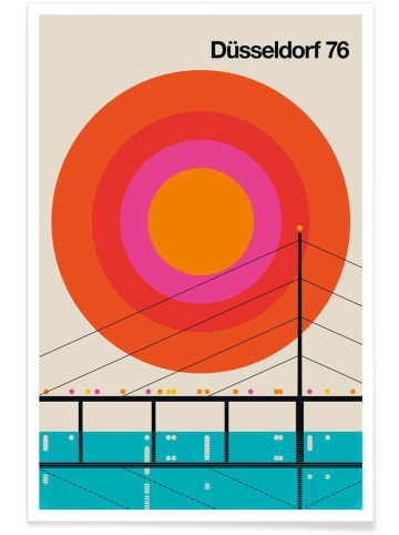 Juniqe Poster "Düsseldorf 76" in Bunt & Cremeweiß