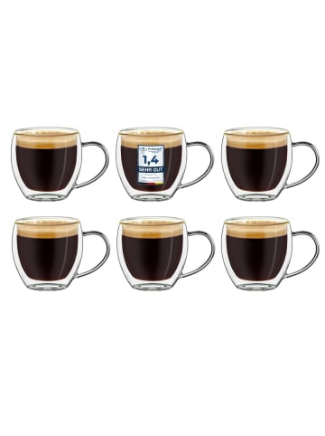 Creano Espressogläser mit Henkel doppelwandig 6er Set 100ml art.443 Glas