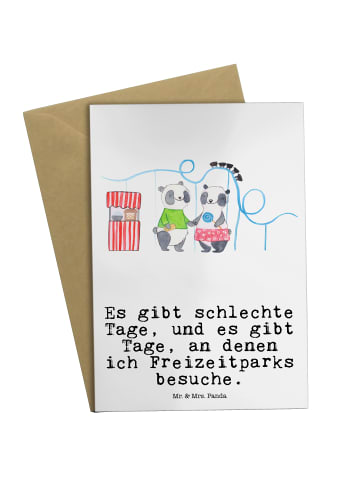 Mr. & Mrs. Panda Klappkarte Pandas Freizeitpark besuchen mit Spruch in Weiß