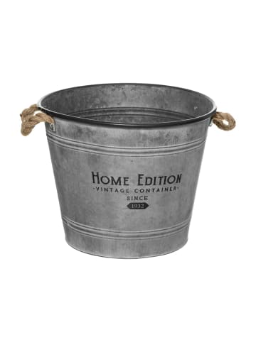 Blumenübertopf ZINC, Vintage-Eimer in Grau, Ø 38 cm