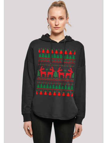 F4NT4STIC Oversized Hoodie Christmas Reindeers Weihnachten Muster in schwarz