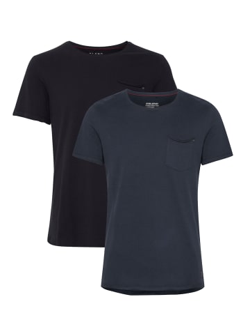 BLEND Einfarbiges Rundhals T-Shirt 2er Stück Set BHNOEL in Schwarz-Blau
