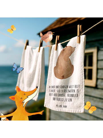 Mr. & Mrs. Panda Frotteetuch Bär Schulterblick mit Spruch in Weiß