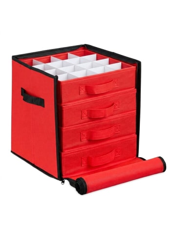 relaxdays Weihnachtskugel-Aufbewahrungsbox in Rot/ Schwarz - (B)31 x (H)30,5 x (T)30,5 cm