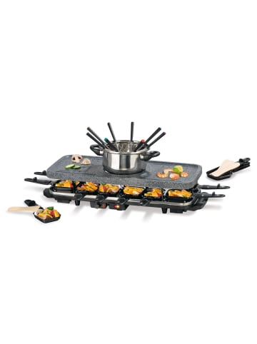 Gourmet Maxx Raclette- & Fondue-Set GRANITlook 1600W schwarz Schwarz