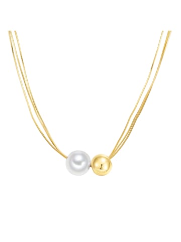 Lulu & Jane Kette aus Messing mit Glasperle in weiß
