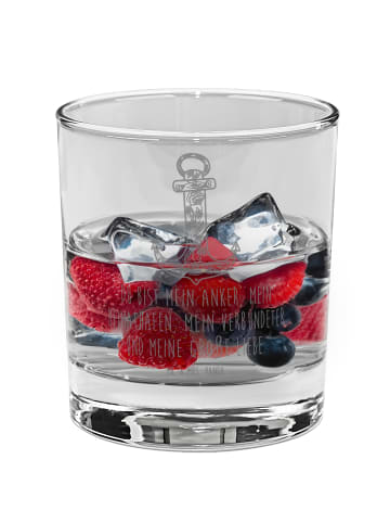 Mr. & Mrs. Panda Whiskeyglas Anker Blau mit Spruch in Transparent