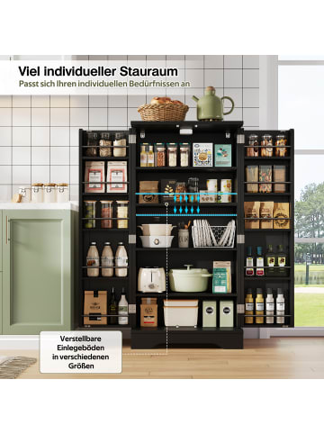 ABRIHOME Küchenschrank mit LED und 2 Türen & Verstellbare Böden in Schwarz, 120x60x40 cm