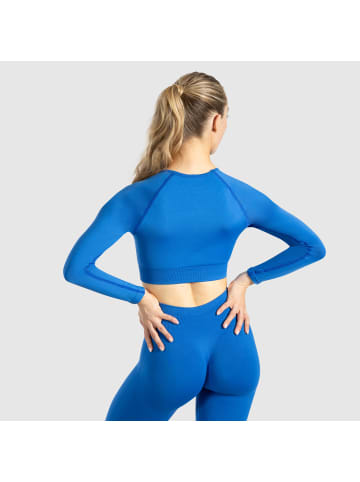 SMILODOX Crop Longsleeve Maysa in Blau