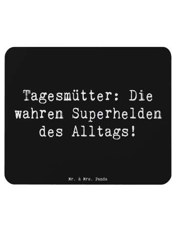 Mr. & Mrs. Panda Mouse Pad Spruch Tagesmutter Superheld mit Spruch in Schwarz