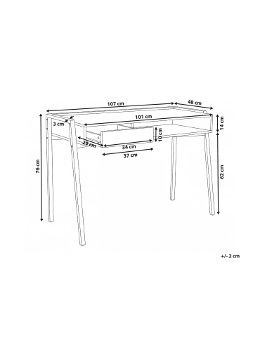 Beliani Schreibtisch KOFOTEN in Weiß - (W) 107 x (H) 76 x (L) 48 cm