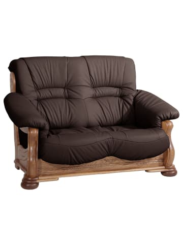 58 aufm Kessel SOFA 2-Sitzer Katlin Bezug Echtleder Eiche rustikal P43 / braun