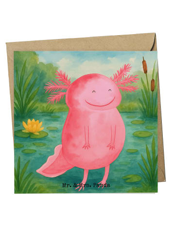 Mr. & Mrs. Panda Einladungskarte Axolotl Glücklich Design ohne S... in Weiß