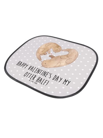 Mr. & Mrs. Panda Auto Sonnenblende Otter Valentine mit Spruch in Grau Pastell