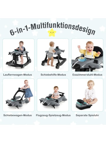 COSTWAY 6 in 1 Lauflernhilfe in Grau