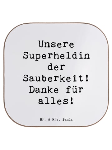 Mr. & Mrs. Panda Untersetzer für Gläser Spruch Putzfrau Superhel... in Weiß