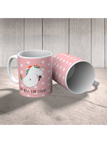 Mr. & Mrs. Panda Camping Tasse Einhorn Sänger mit Spruch in Rot Pastell