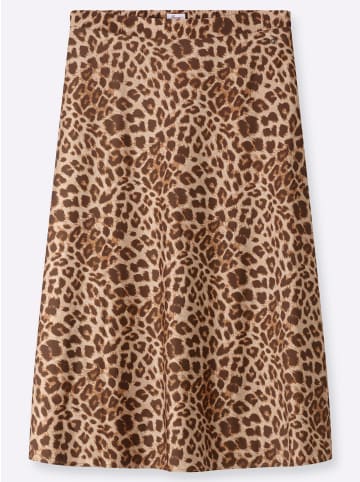 sheego Satin-Rock in camel-schoko-bedruckt