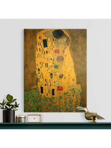 WALLART Leinwandbild Gold - Gustav Klimt - Der Kuß in Gold
