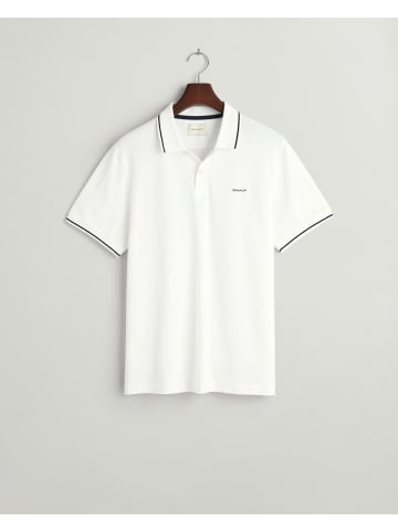 Gant Piqué Poloshirt mit Randstreifen in Weiß