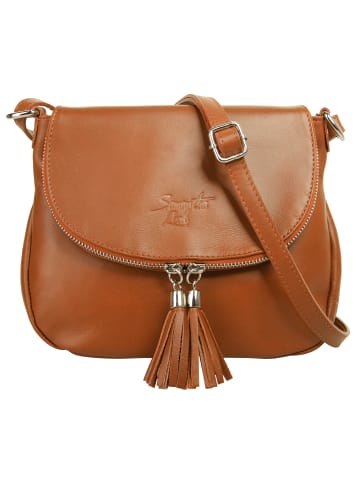 Samantha Look Umhängetasche echt Leder in cognac