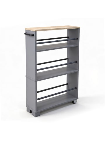 relaxdays Nischenwagen in Grau/ Schwarz - (B)13 x (H)80 x (T)50 cm