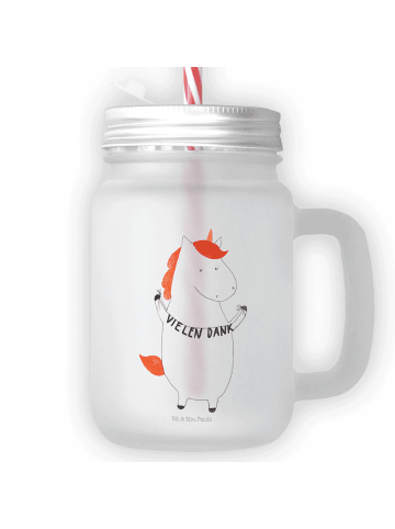 Mr. & Mrs. Panda Trinkglas Mason Jar Einhorn Dankeschön ohne Spruch in Transparent