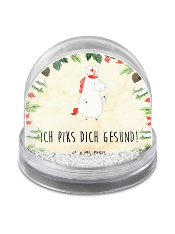 Mr. & Mrs. Panda Schneekugel Einhorn Krankenschwester mit Spruch in Naturpapier