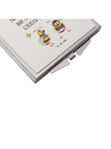 Mr. & Mrs. Panda Schminkspiegel Hummeln Kleeblatt mit Spruch in Weiß