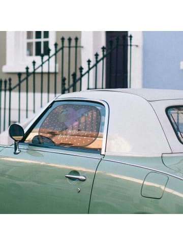 Mr. & Mrs. Panda Sonnenblende Auto Faultiere Herz mit Spruch in Braun Pastell