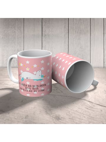 Mr. & Mrs. Panda Plastikbecher Einhorn Sternenhimmel mit Spruch in Rot Pastell