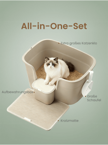 Feandrea 2er-Set: Katzentoilette in Cappuccinobeige - (B)76 x (H)33 x (T)64 cm